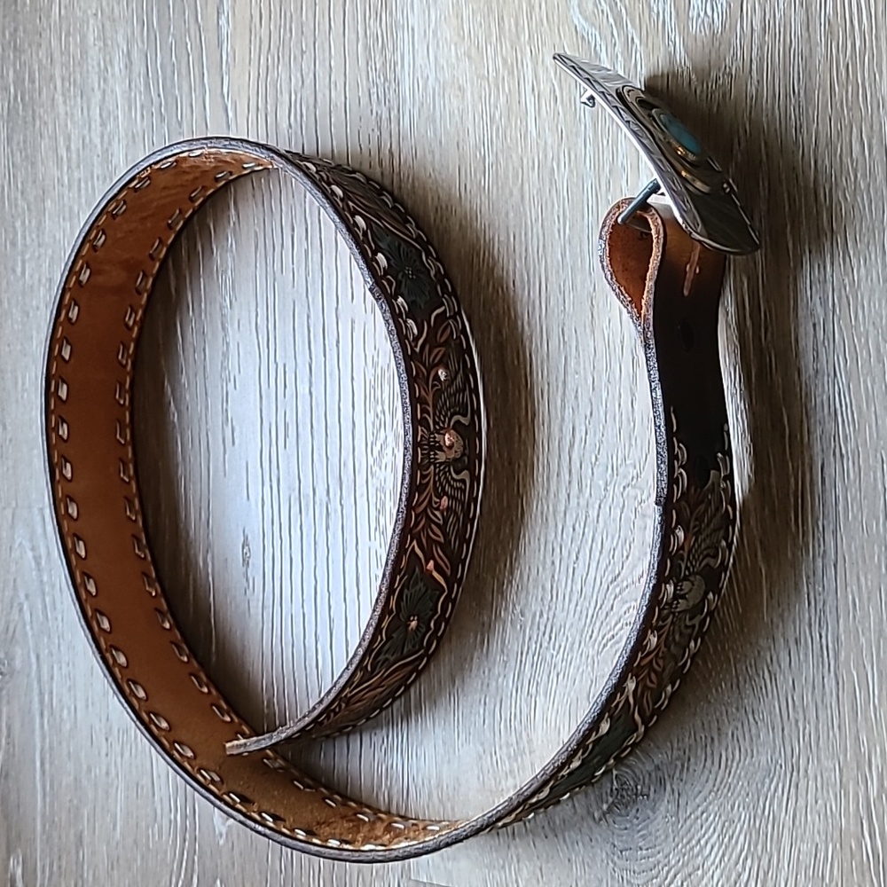Wilson Western Leather Belt Size 32 - Picture 5 of 7